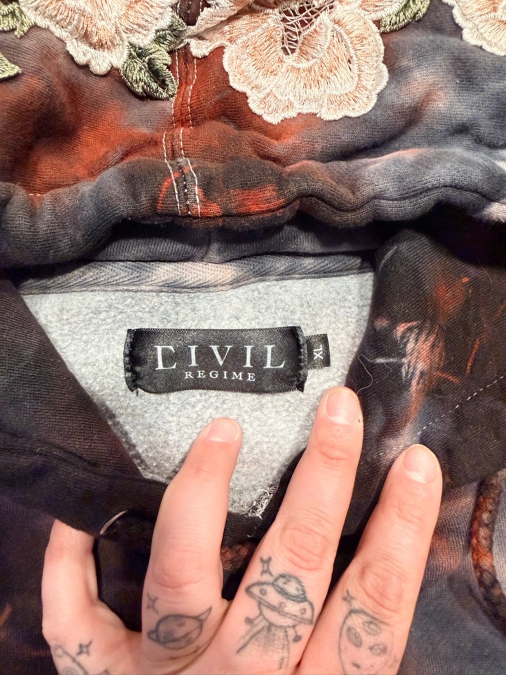 Civil Regime Black & Red Roses Hoodie - Picture 3 of 5